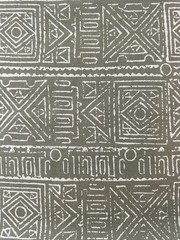 Virginia Kraft Textiles Rebeka Linen Fabric In Fir Hand Blocked 3 1/2 Yards