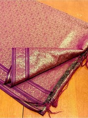 3.3 Yards Extra-Wide Art Silk Banarasi Brocade Fabric Magenta & Gold ~35″x 120″