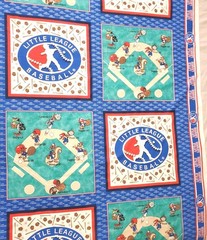 Vintage 2002 Little League ® Baseball Cotton Fabric Panel 46×89 10 Blocks 16″ Sq
