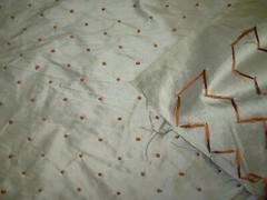 10 YDS 100% SILK RYOBI SPA EMBROIDERED POLKA DOTS DRAPERY FABRIC FOR LESS