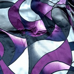 Vintage JOANN Silk Fabric 1.83 Yards 60″W Purple Grey Black Geometric Abstract