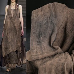Brown Coffee Colored Distressed Texture Cotton Linen Retro Clothing Fabric