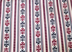 Cotton Muslin Blend GEOMETRIC FLOWERS+STRIPES Red+Blue/Black White 44½”w BTHlfYd