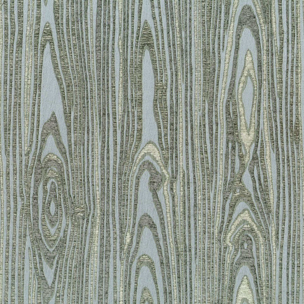Grove Mineral Green Wood Grain Chenille on Blue Regal Upholstery Fabric