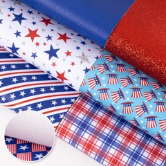 4th of July Faux Leather Sheets 8 x 12 Inch Patriotic Synthetic Leather Fabric G