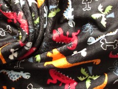DINOSAURS BLK MINKY CUDDLE SMOOTH SILKY PLUSH SEW QUILT CRAFT FABRIC BTY+PRECUTS