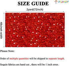 Red Stretch Fabric Velvet Sequin Fabric by the Yard Red Sequin Fabric 2 Yards Sp