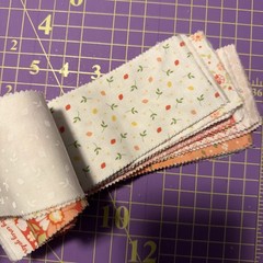 30 Jelly Roll Pieces Of 2 1/2” Cotton Quilt Fabric Moda Peach Corey Yoder Floral