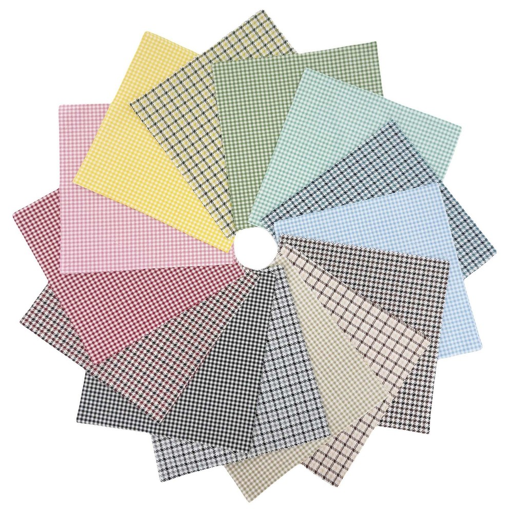 42 PCS 10×10 Inch Houndstooth Cotton Fabric Squares Precut Pattern Quilting