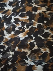Vintage Chiffon Fabric Sheer Abstract Animal Ikat Print 45″ Wide x 8 Yards #56