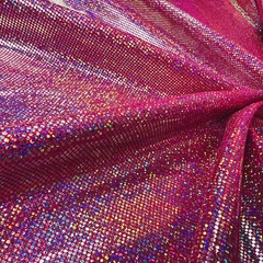 Hologram Metallic Coral background Foil Stretch Spandex by the Yard for Swimwear