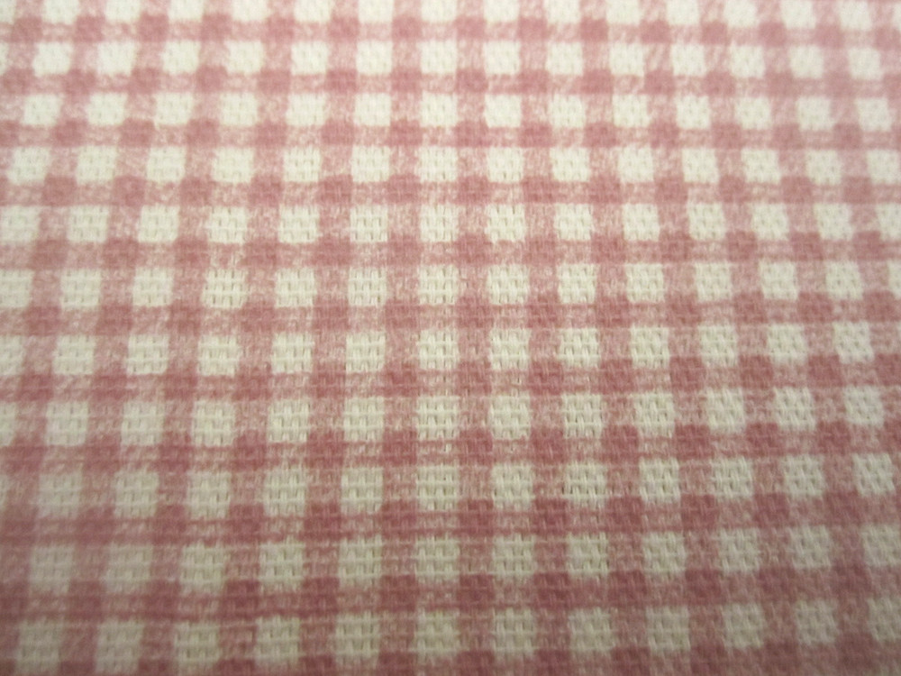 vtg Cotton Woven Fabric Lt Pink Mauve White Tiny Checks Gingham 35″x34″
