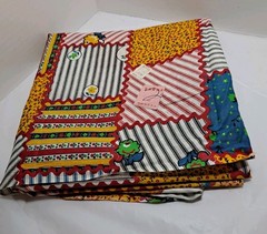 Vintage 1970s faux-patchwork “cheater” quilt fabric 35.5×77