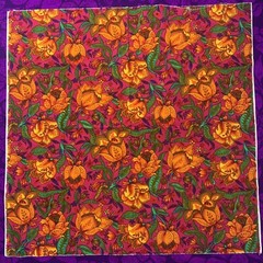Stunning Vintage 60s 70s Neon Gothic Floral Velveteen Fabric 36×35.5”