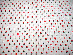 Floral Fabric By The Yard Sm Red Green Flowers White Benartex Premium Cotton #C