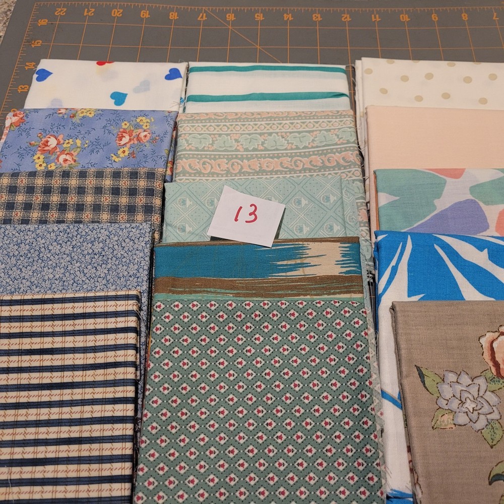 LOT OF 15 FAT QUARTERS COTTON FABRIC ASSTD COLORS & DESIGNS lot 13
