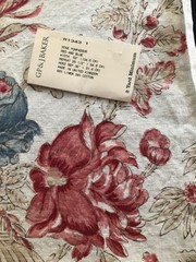 GP&J BAKER Rose Pompadour in Red & Blue 24 x 34″ Floral Fabric Sample