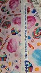 One Yard Rainbow Candy On Pink novelty FABRIC 100% COTTON