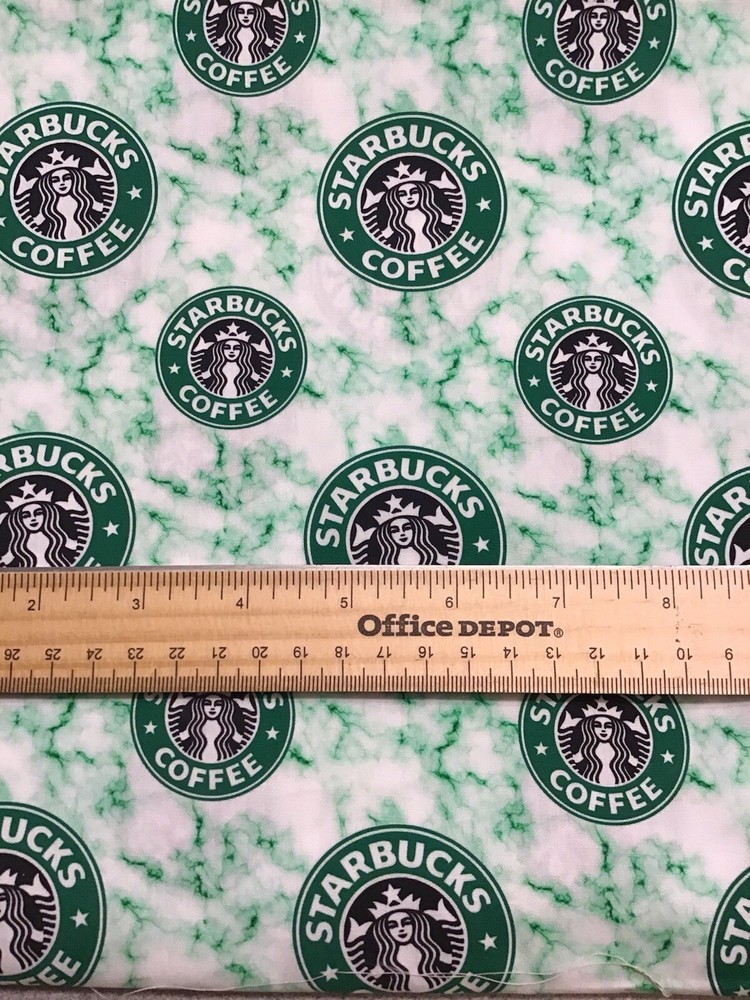 1 Yard Custom Cotton Woven Fabric Starbucks Coffee 36” X 54”