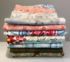 LOT Super Snuggle Flannel Fabric (Joanns) & 1 Brown Fleece Mostly 6.5”W Remnants