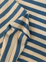 4+ Yards Heavy Cotton DENIM Stripes Blue White 60″W FABRIC Duvet Handmade