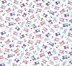 Vintage Sewing Machine Fabric Cotton Stretchy Knit Dress I Love to Sew 60″ Wide