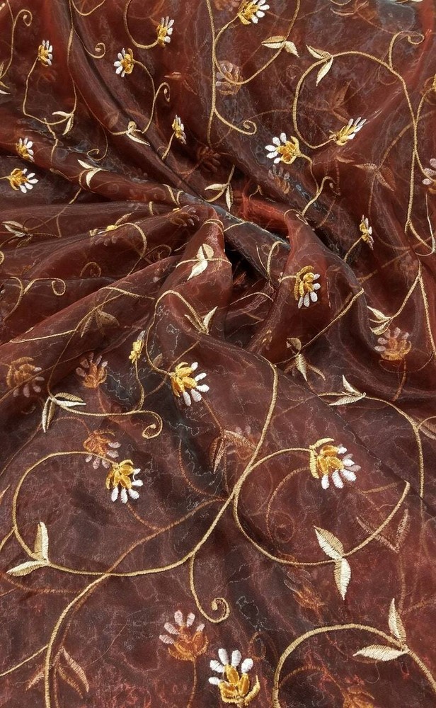 Organza 2 colors Embroidered flower Fabric 118″ sold by the yard