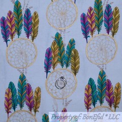 BonEful FABRIC FQ Cotton Quilt Blue Teal Aqua Water Damask BATIK Pattern Print L