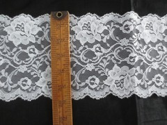 4937. 8 oz. – WHITE LACE TRIM – 6″ wide x 2 yds. & 2-1/2″ wide x 2 yds.