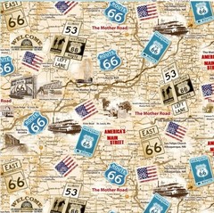 BTY Timeless Treasures The Mother Road Route 66 Map Cotton Fabric By Yard CD3060
