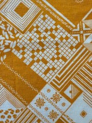 2 2/3 yds x 42” Vintage Golden Yellow Geometric Crossword Cotton Fabric