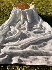 Mesh Cotton Soft Organic Fabric, White Check Pattern See- Through By 2 Meters