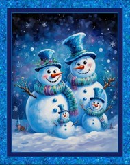 *PANEL* 36×45 SNOW FAMILY – CUTE! COTTON – WINTER BABY QUILT – SHARP DIGITAL