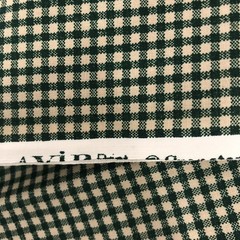 Vtg Green & Cream Gingham Checkered Christmas Fabric Cranston VIP 2 yds x 44”