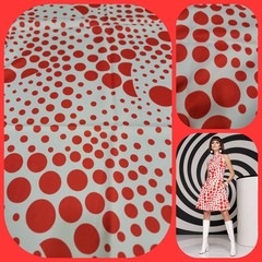 Vintage 1970 Klopman Mills Red White Op Art Mod Retro Fabric 4 Yards 44″ Wide