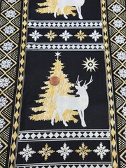 Christmas Tree Fabric 2 Yards Reindeer Snowflake Black White Beige Hancock