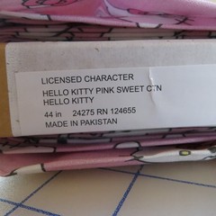 By The Yard, Hello Kitty On Light Pink~ $3.99 Ships ANY Amount Of Cotton Fabric