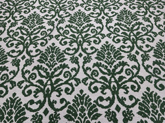 Green Damask Upholstery Drapery Pillow Fabric- 4 Yard Remnant