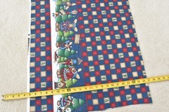By 1/2 Yd, Vintage, Red Navy Tan Northwoods Christmas Border/Daisy Kingdom,B1670