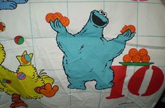Vintage SESAME STREET Number themed PVC Coated Fabric (120cm x 61cm)