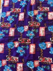 1 Yard Material 22” Purple Floral Fabric Cotton Blend Boho Style.