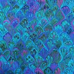 VIP Cranston Turquoise Blue Marble Peacock Cotton Fabric Quilter Print 2.75 yd