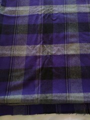 100% wool fabric 2+ yards purple black grey PLAID wide material estate very soft