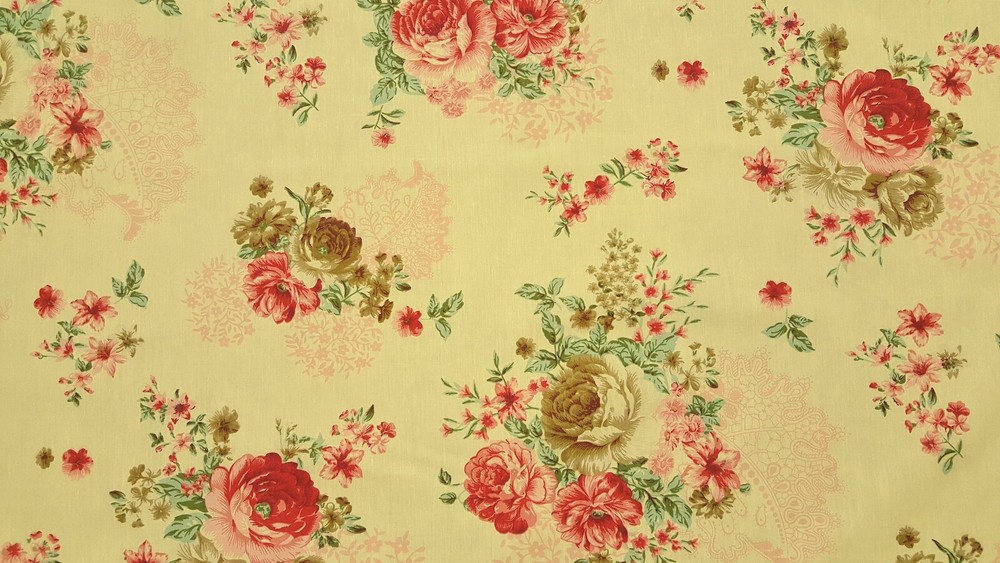 102″ EXTRA WIDE Dark Red/Lt. Coral Rose Floral PERCALE Sheeting Fabric By the Yd
