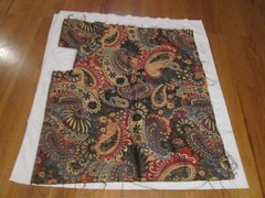 Decorator Fabric Remnant Paisley Floral Red Blue Green Gold 34” x 33”/40”