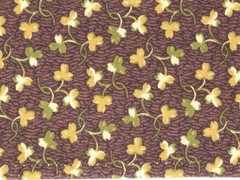By 1/2 Yd “Vintage Stitches” Brown Floral Cotton Fabric Thimbleberries 2005 RJR