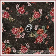 BonEful Fabric FQ Cotton Quilt VTG Antique Brown Pink Flower Rose Antique Garden