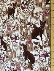 Cats with Pink Bows and Hats Flannel fabric sold by the yard #2190
