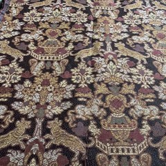 Vtg Unicorn Brocade Tapestry Fabric Animals Floral Maroons Gold 4.25 Yards 54” W