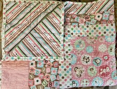 Hand Made Baby Toddler Quilt Blanket in Pinks and Bright Pastels 38” x 32”
